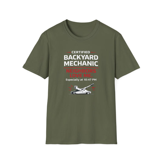 Backyard Mechanic white print T-Shirt