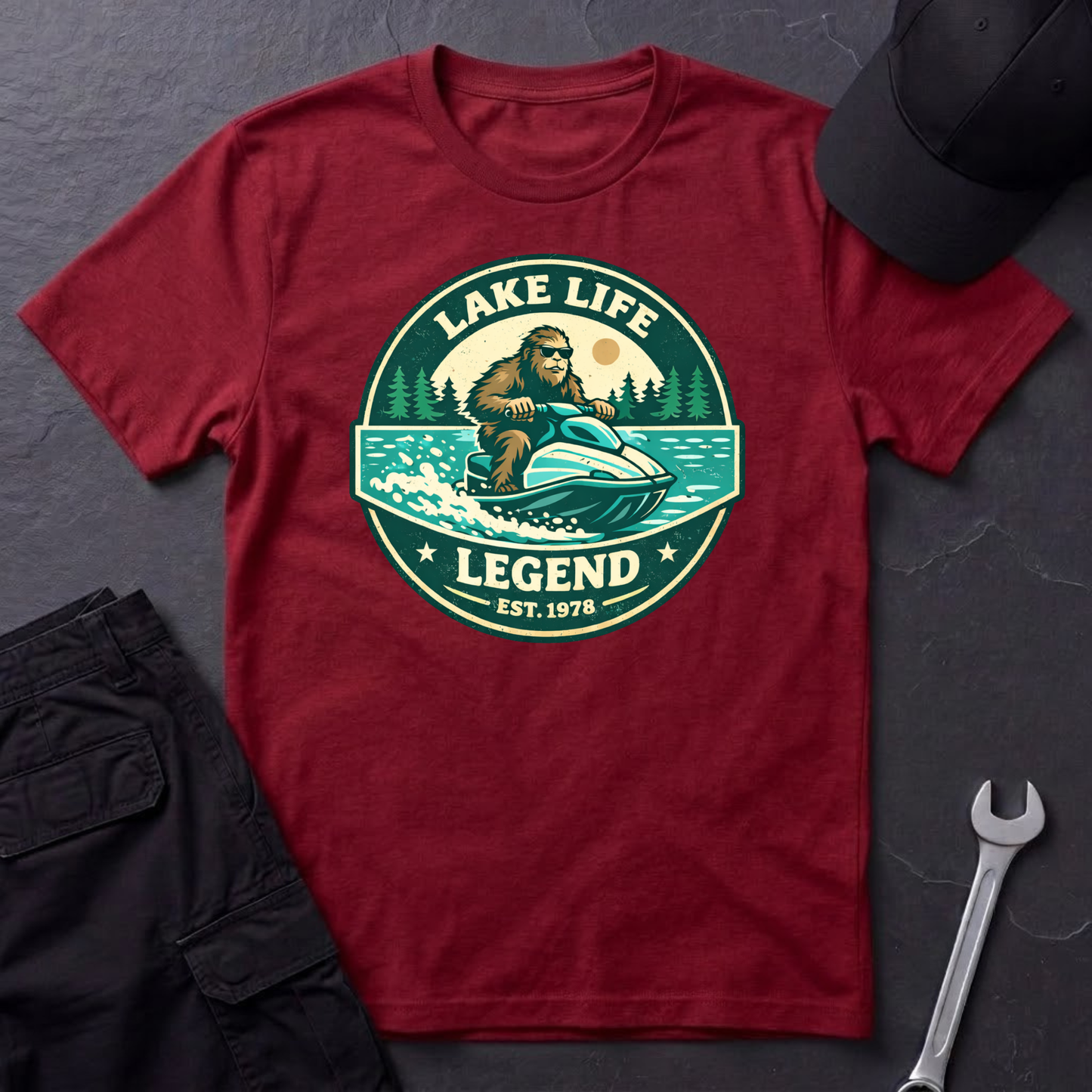 Bigfoot Jetski Lake Life T-Shirt