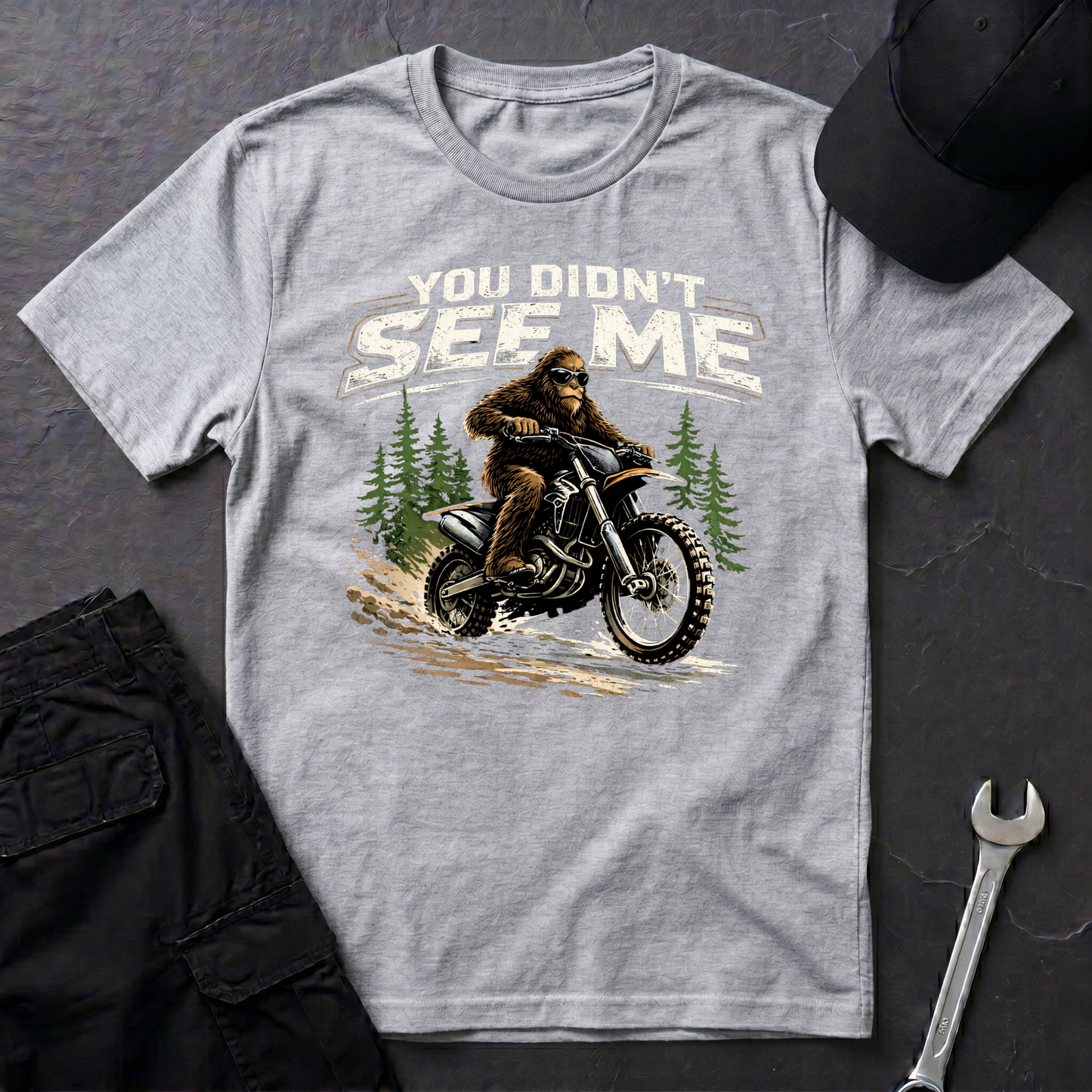 You Didn't See Me Sasquatch Dirtbike T-Shirt