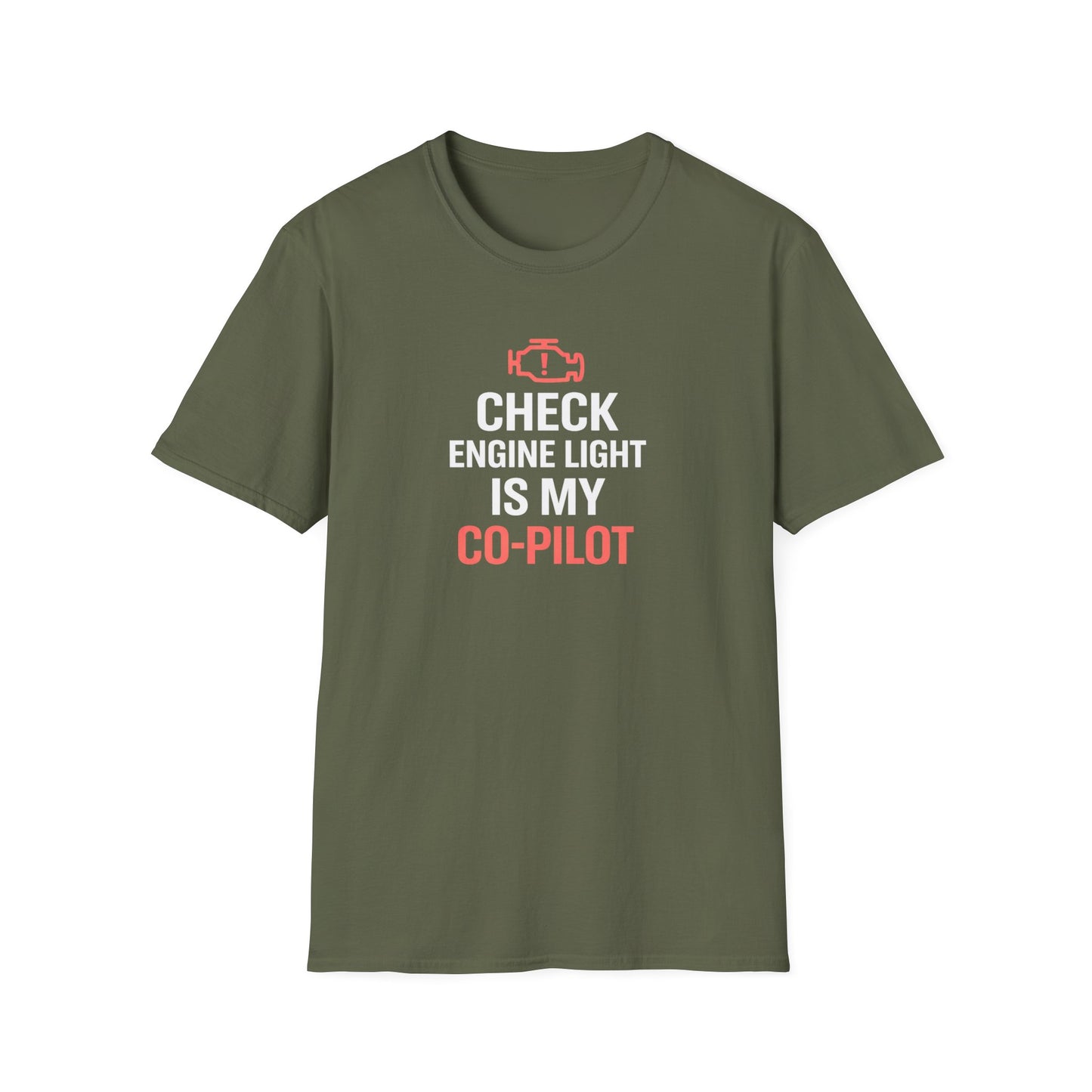 Check Engine Light Is My Co-Pilot red T-Shirt