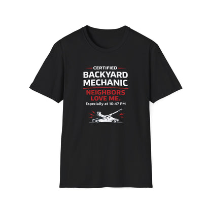 Backyard Mechanic white print T-Shirt