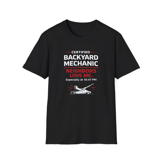 Backyard Mechanic white print T-Shirt