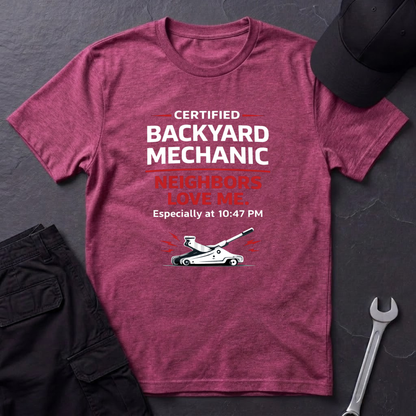 Backyard Mechanic white print T-Shirt