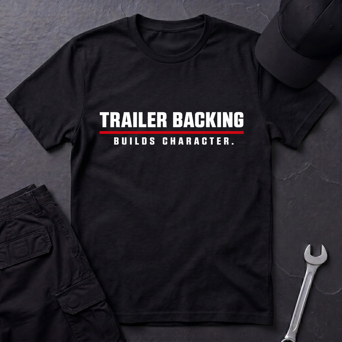 Trailer Backing Builds Character.  T-Shirt