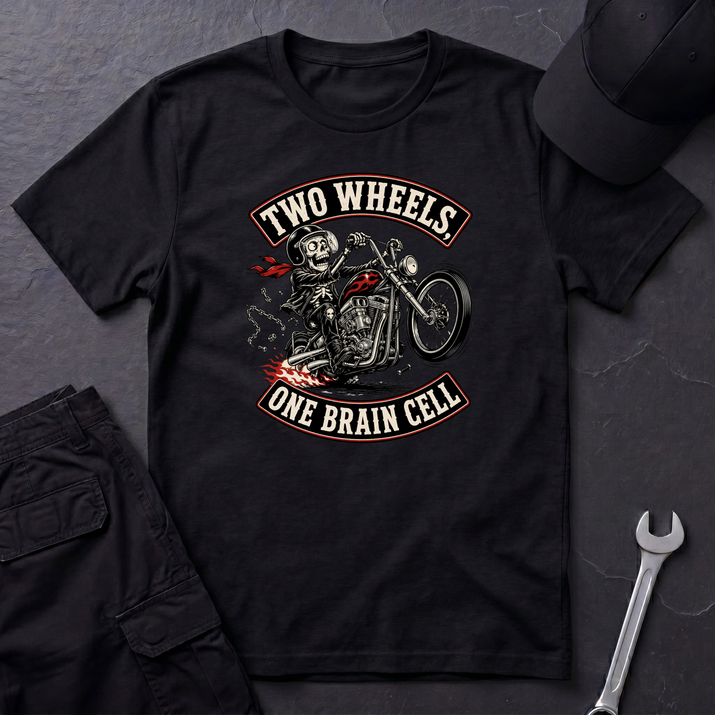 Two Wheels One Brain Cell   T-Shirt
