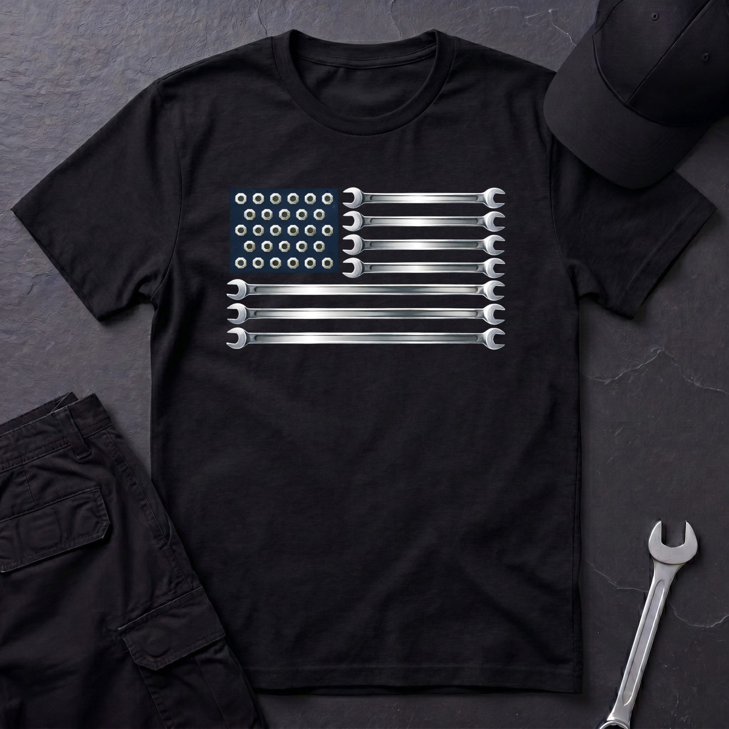 Wrenches American Flag  T-Shirt