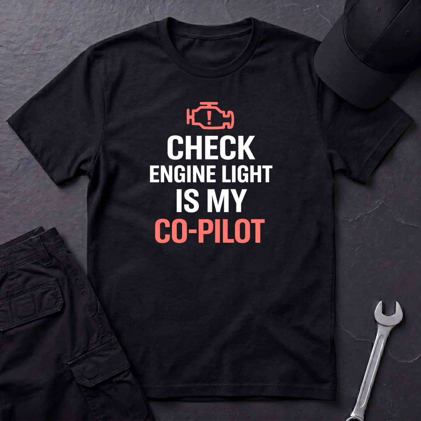Check Engine Light Is My Co-Pilot red T-Shirt