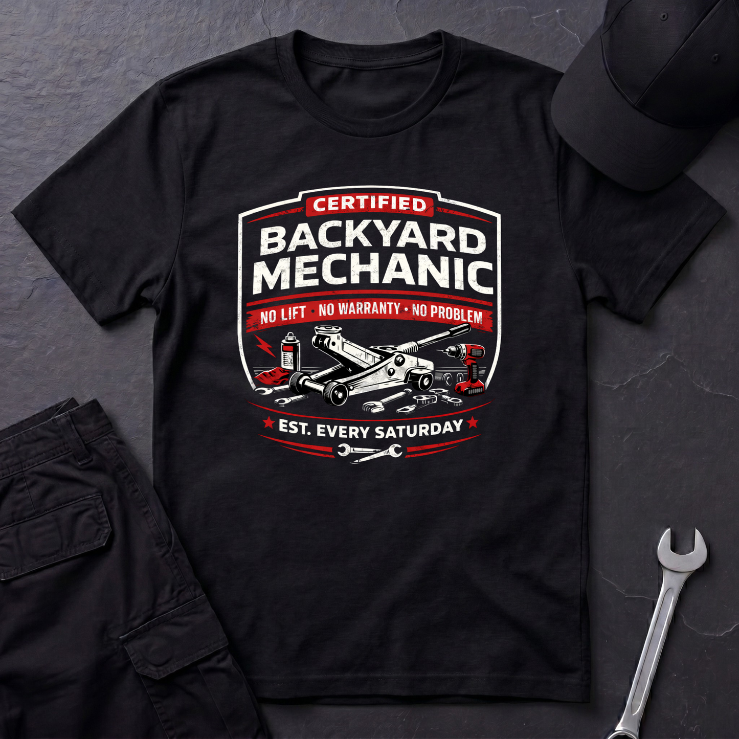 Backyard Mechanic Badge T-Shirt