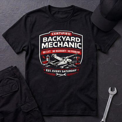 Backyard Mechanic Badge T-Shirt