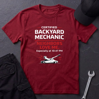 Backyard Mechanic white print T-Shirt