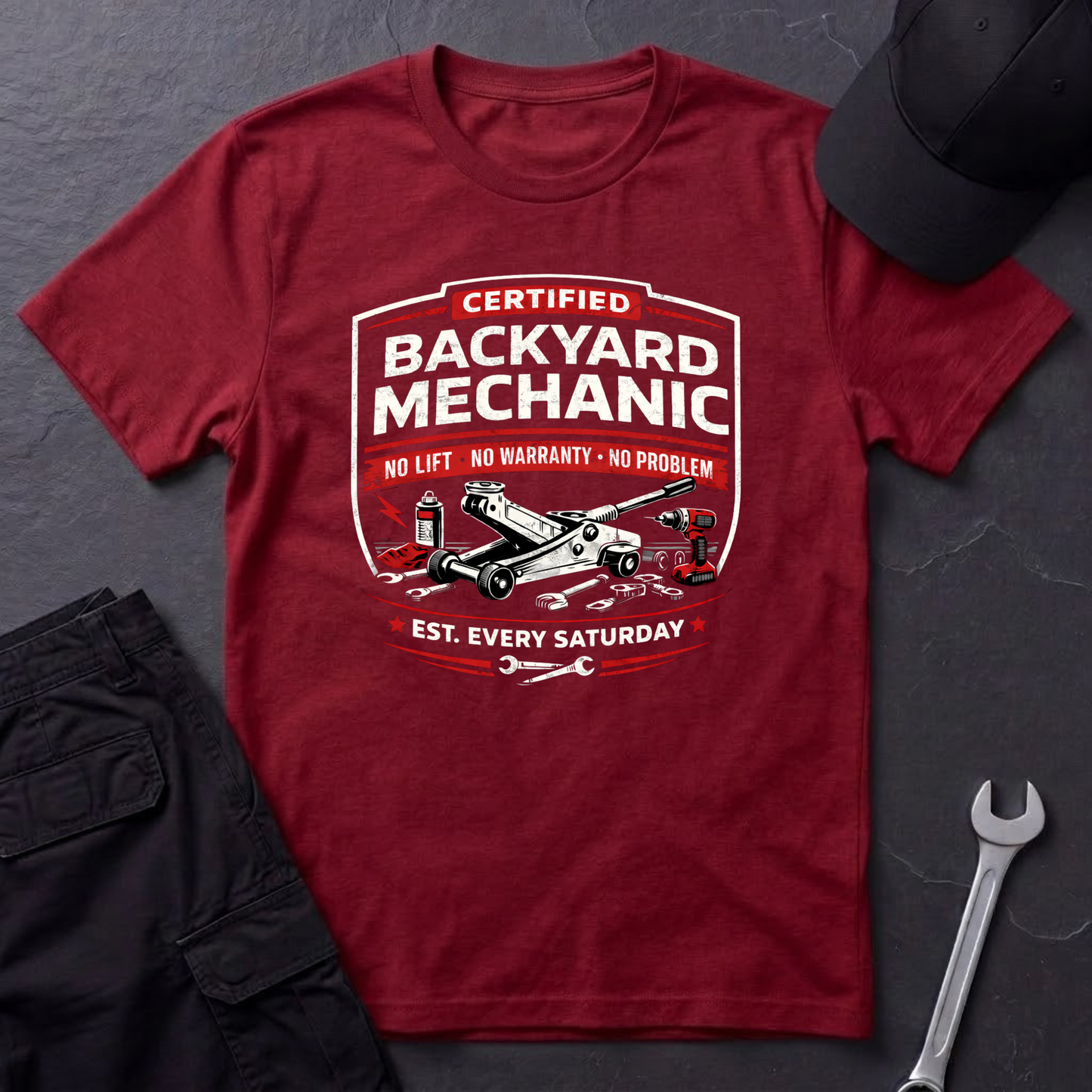 Backyard Mechanic Badge T-Shirt