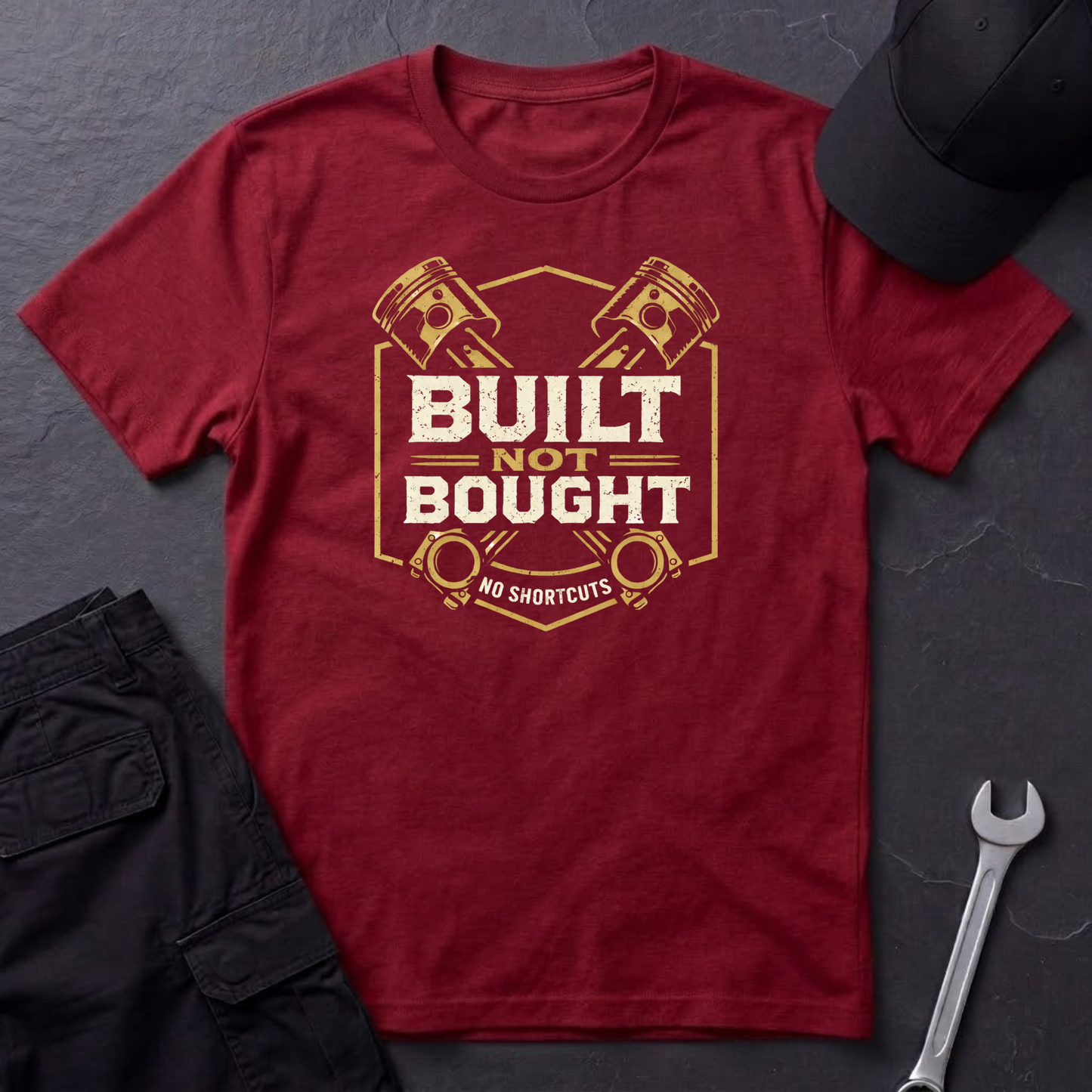 Built Not Bought Pistons T-Shirt