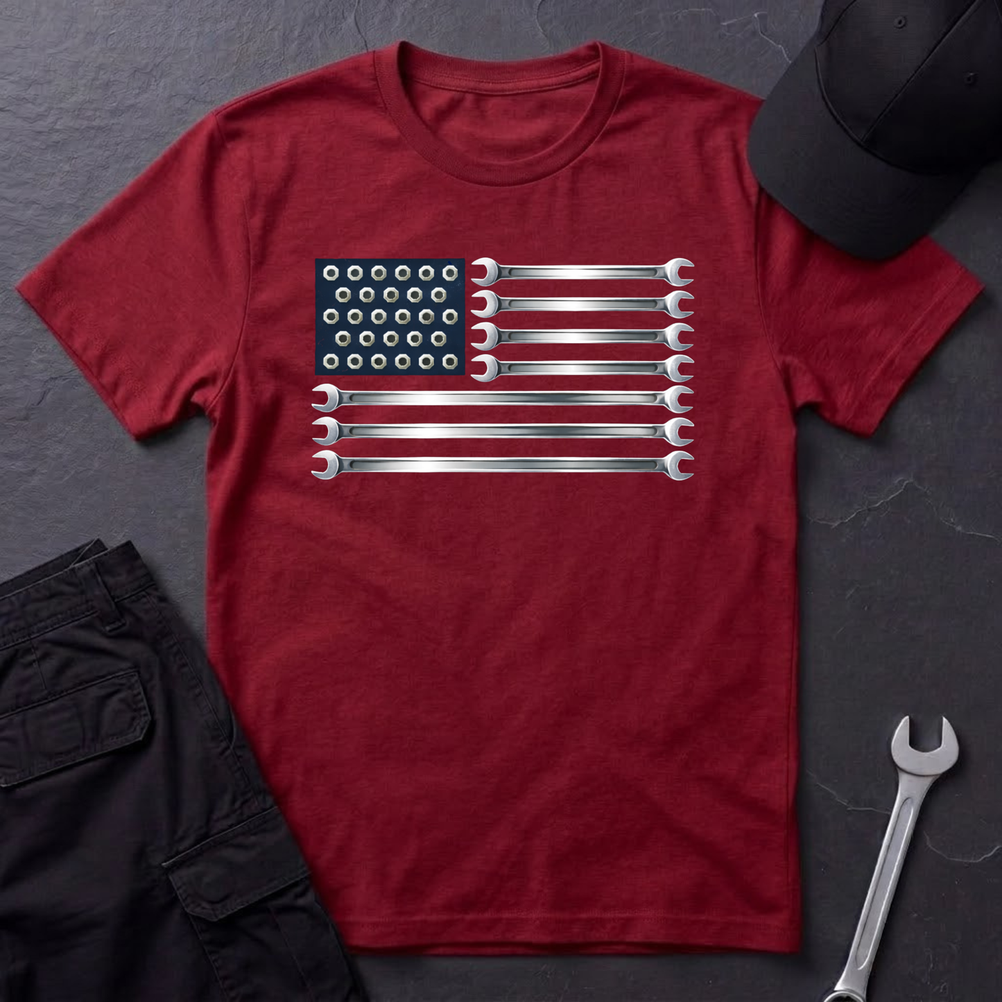 Wrenches American Flag  T-Shirt