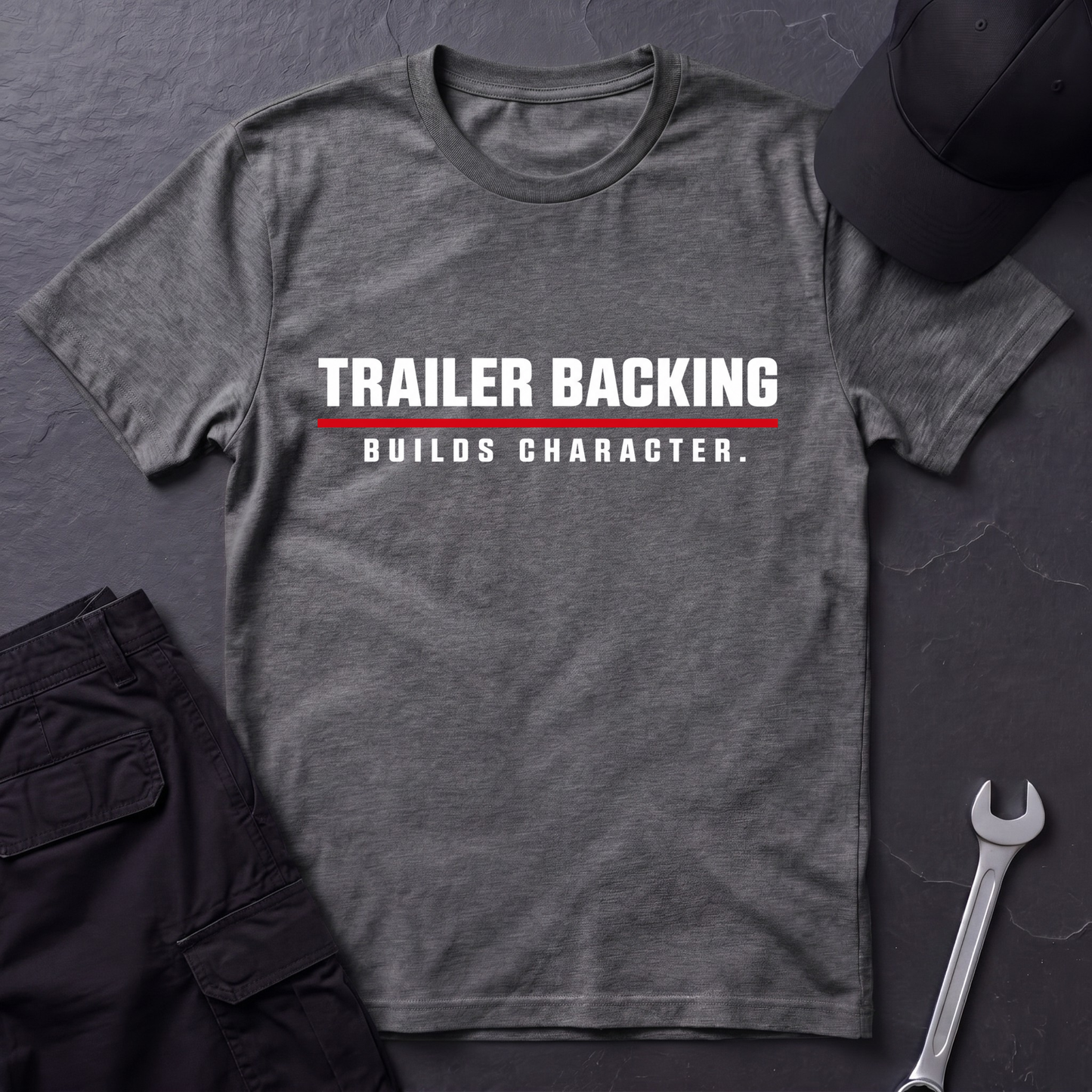 Trailer Backing Builds Character.  T-Shirt