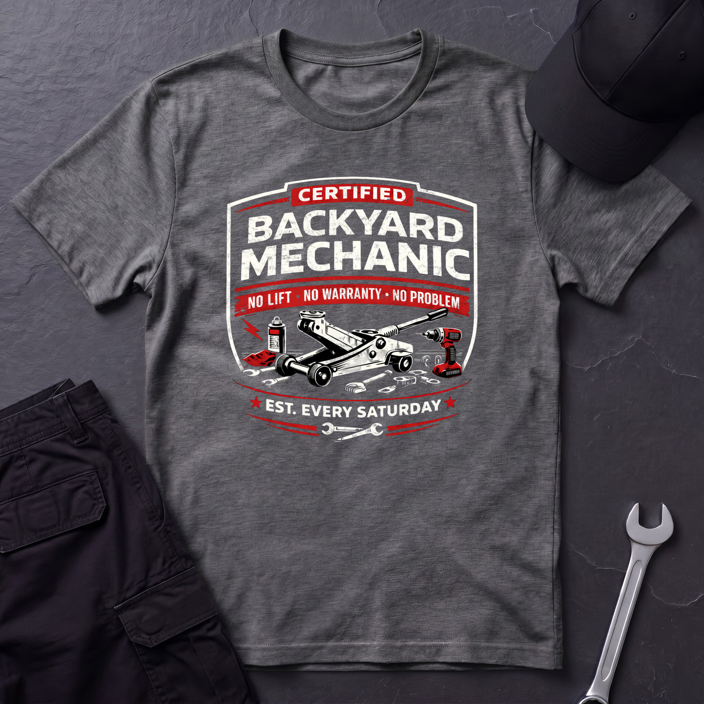 Backyard Mechanic Badge T-Shirt