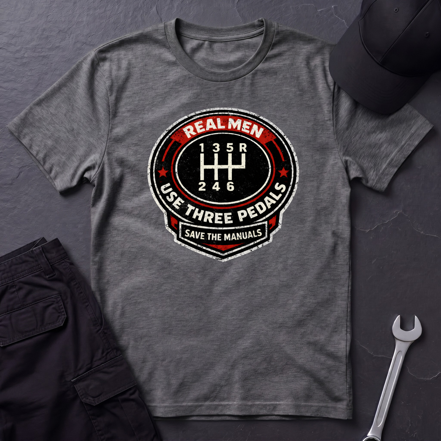 Real Men Use Three Pedals  T-Shirt