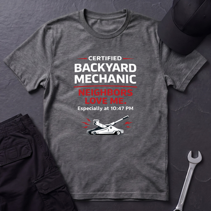Backyard Mechanic white print T-Shirt