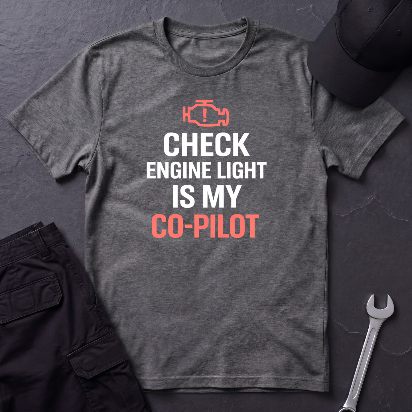 Check Engine Light Is My Co-Pilot red T-Shirt