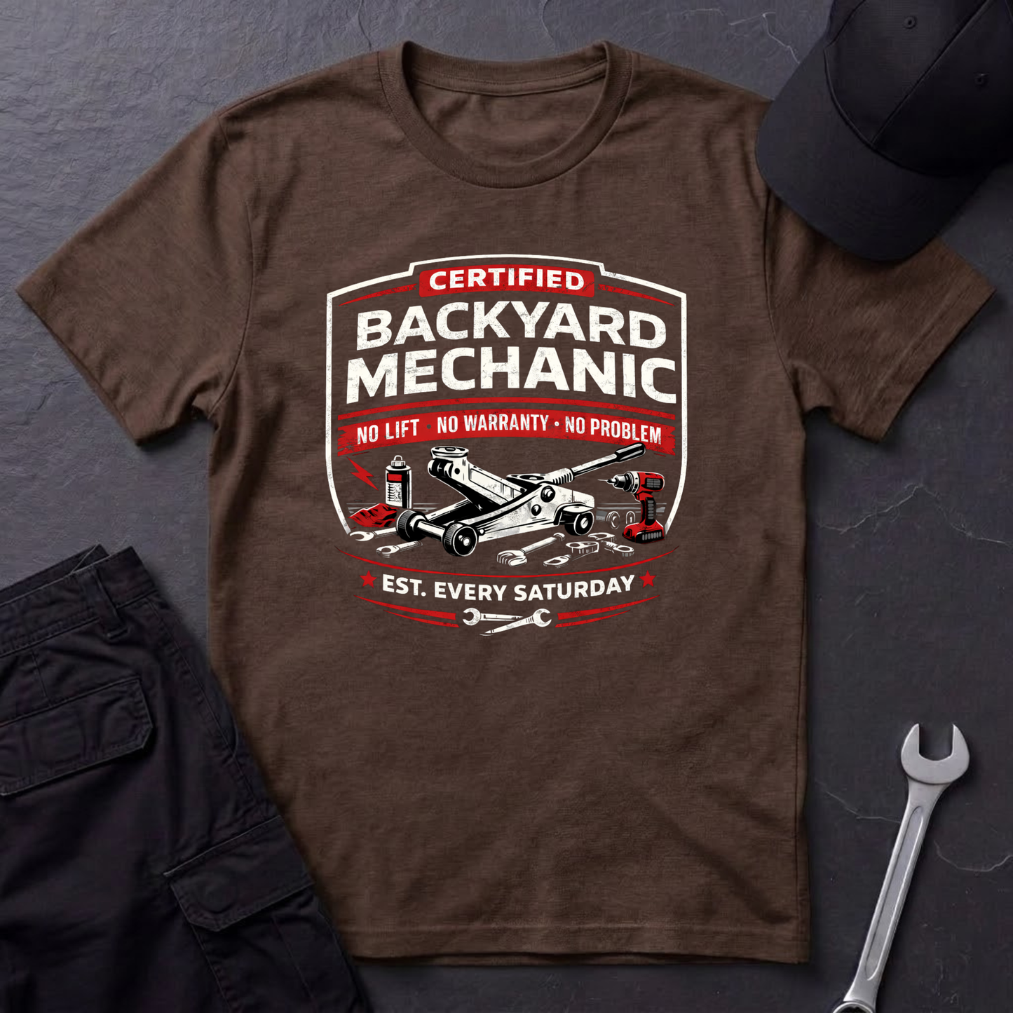 Backyard Mechanic Badge T-Shirt