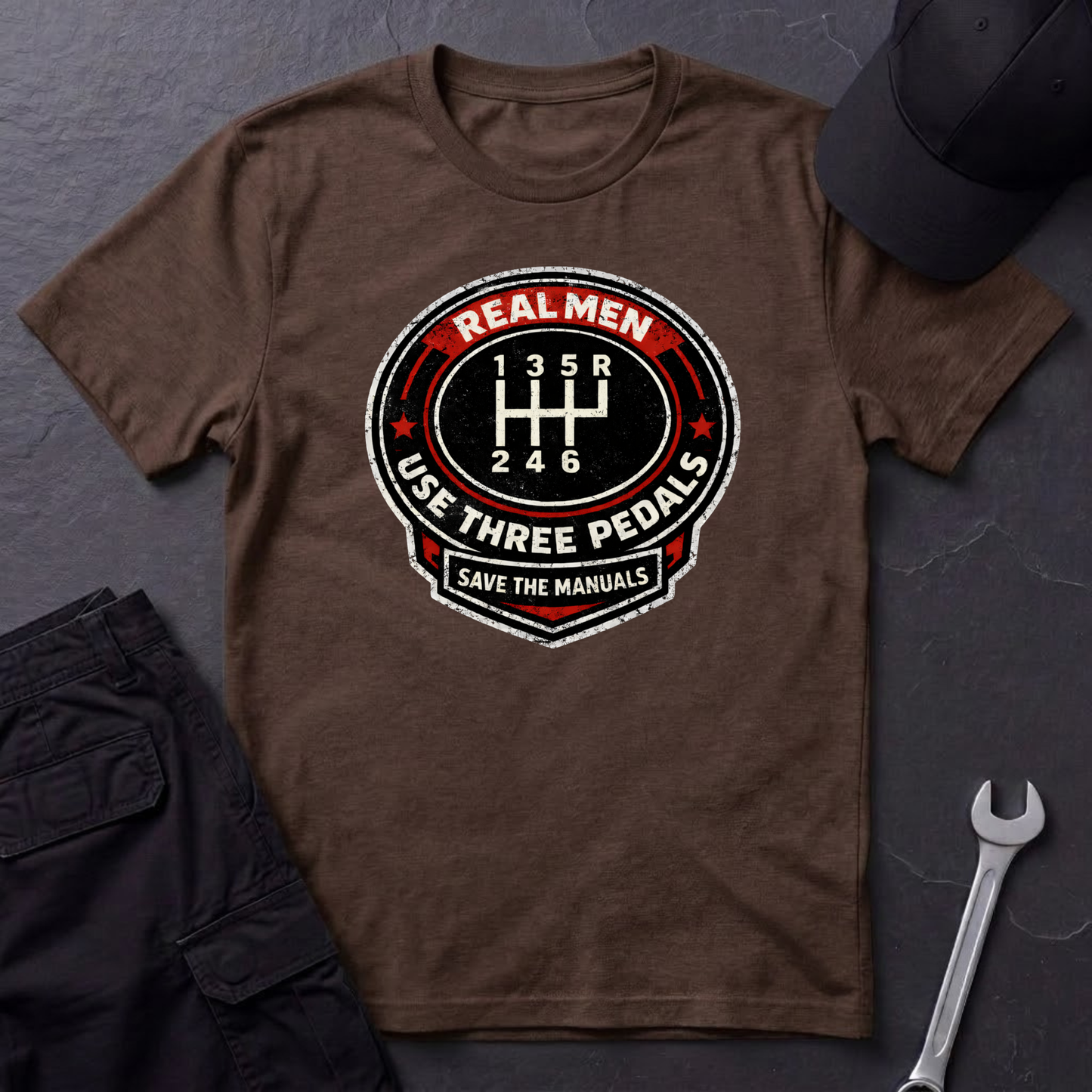 Real Men Use Three Pedals  T-Shirt