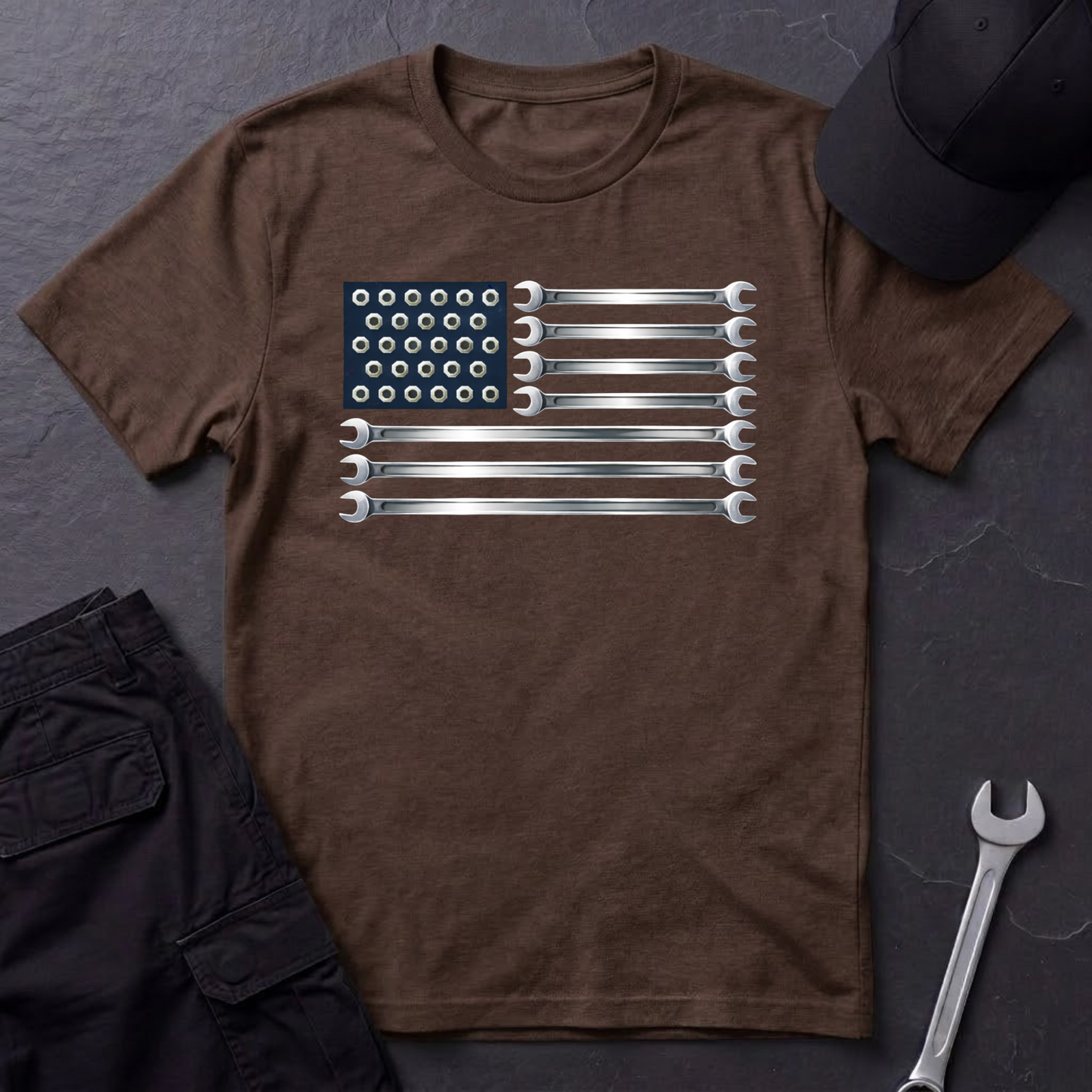 Wrenches American Flag  T-Shirt