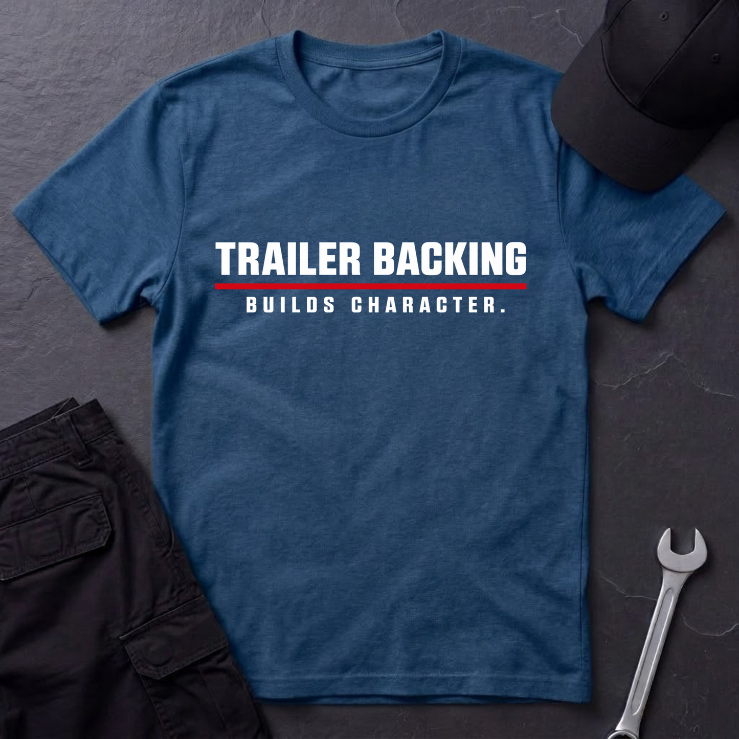 Trailer Backing Builds Character.  T-Shirt