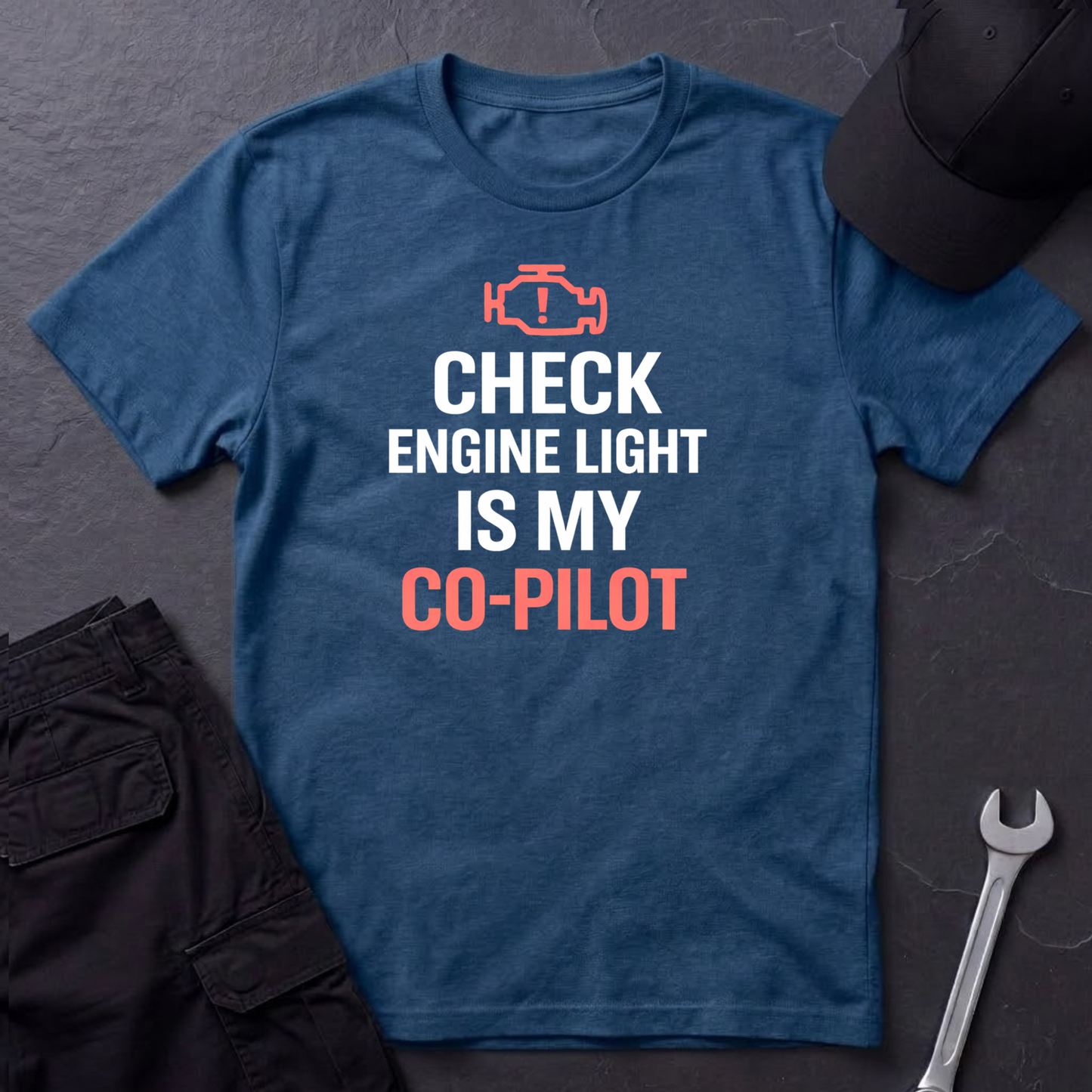 Check Engine Light Is My Co-Pilot red T-Shirt