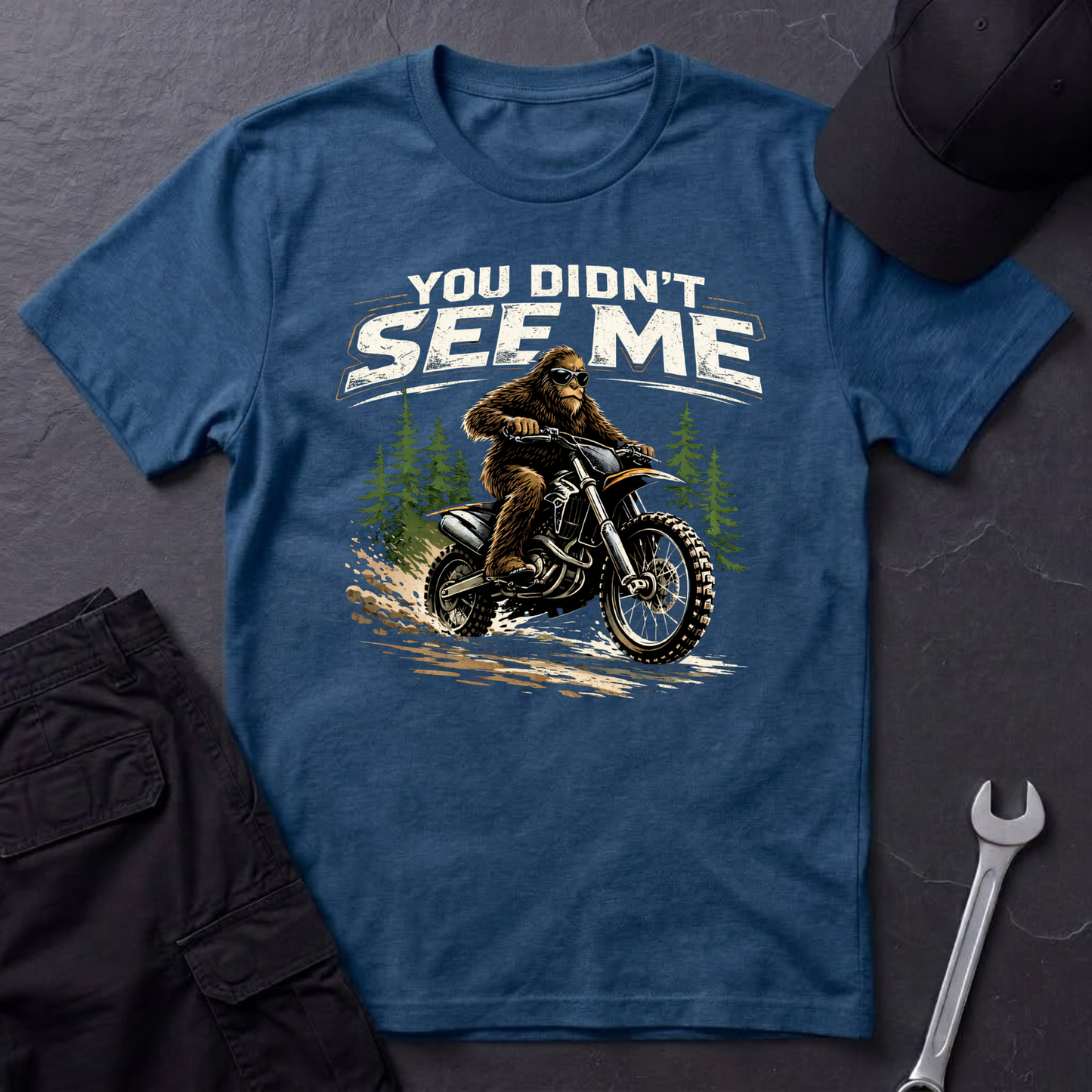 You Didn't See Me Sasquatch Dirtbike  T-Shirt