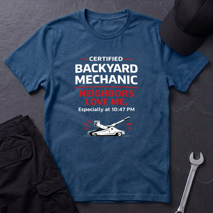 Backyard Mechanic white print T-Shirt