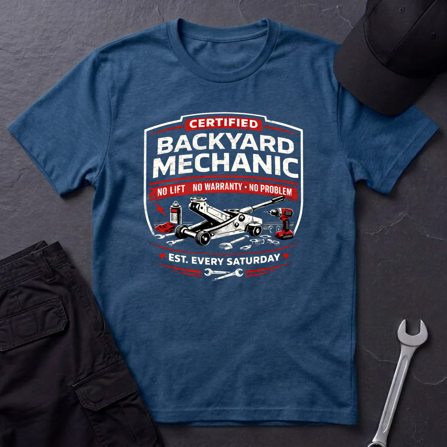 Backyard Mechanic Badge T-Shirt