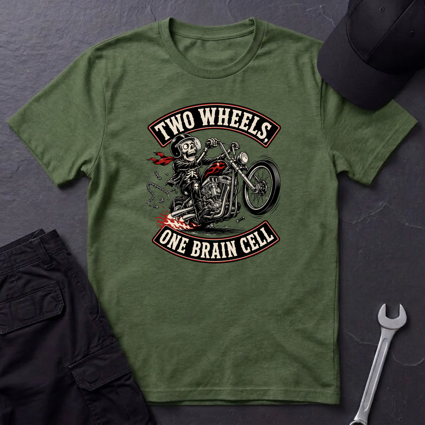 Two Wheels One Brain Cell   T-Shirt