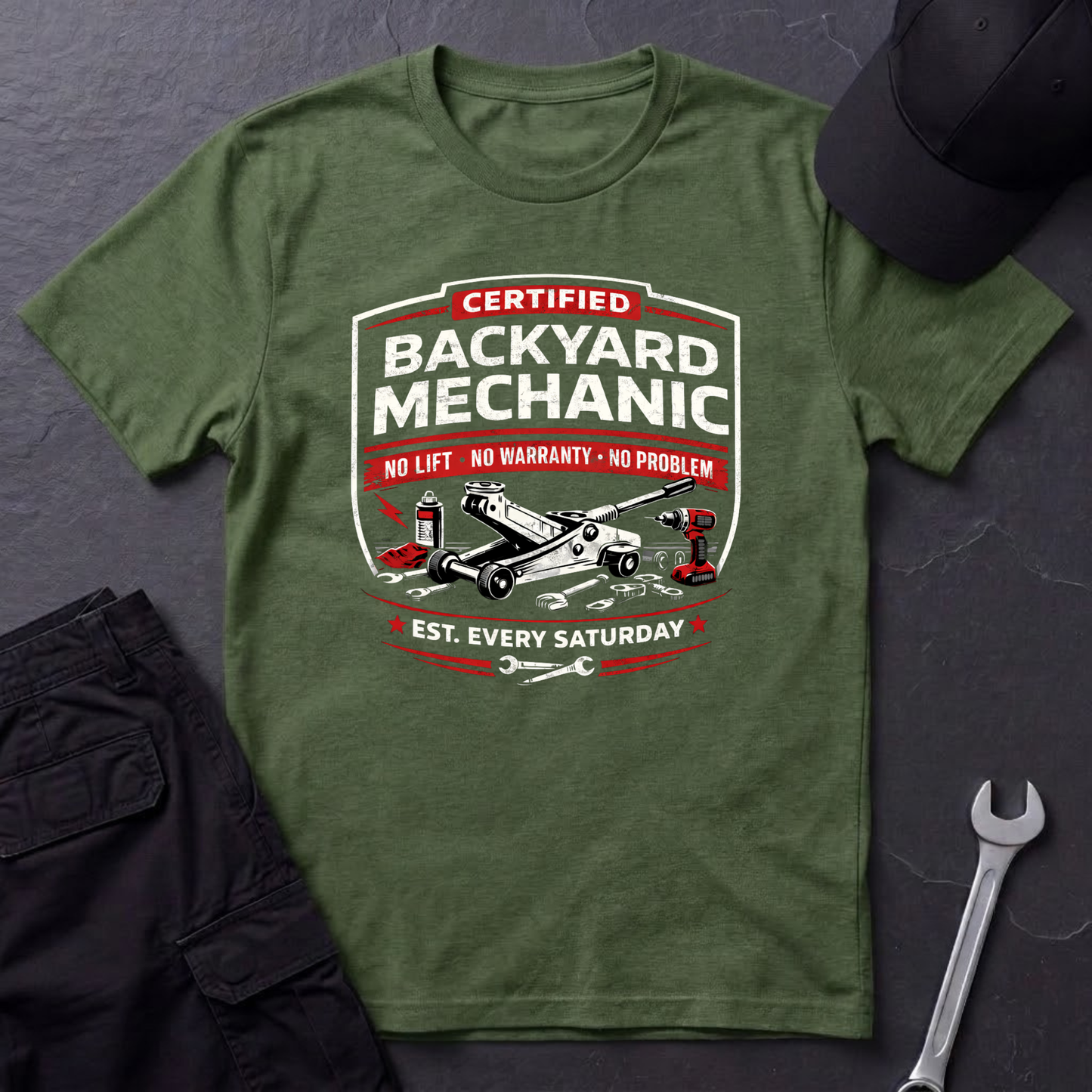 Backyard Mechanic Badge T-Shirt