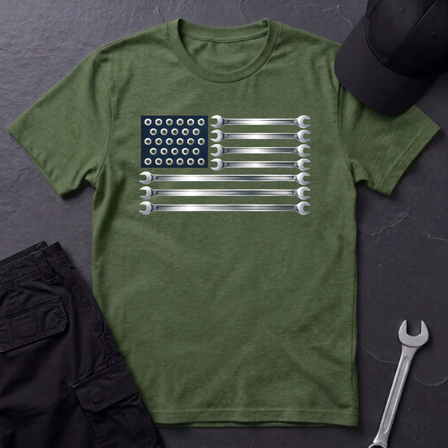 Wrenches American Flag  T-Shirt