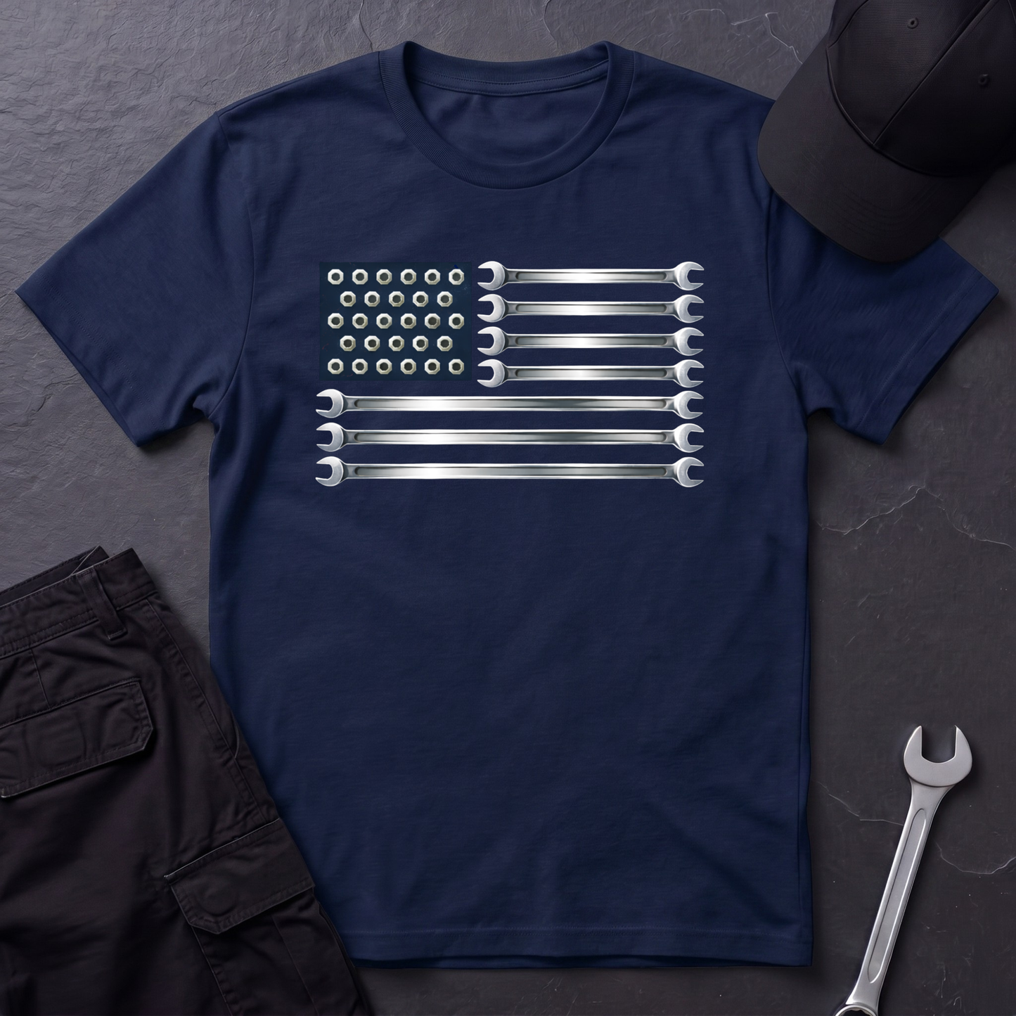 Wrenches American Flag  T-Shirt
