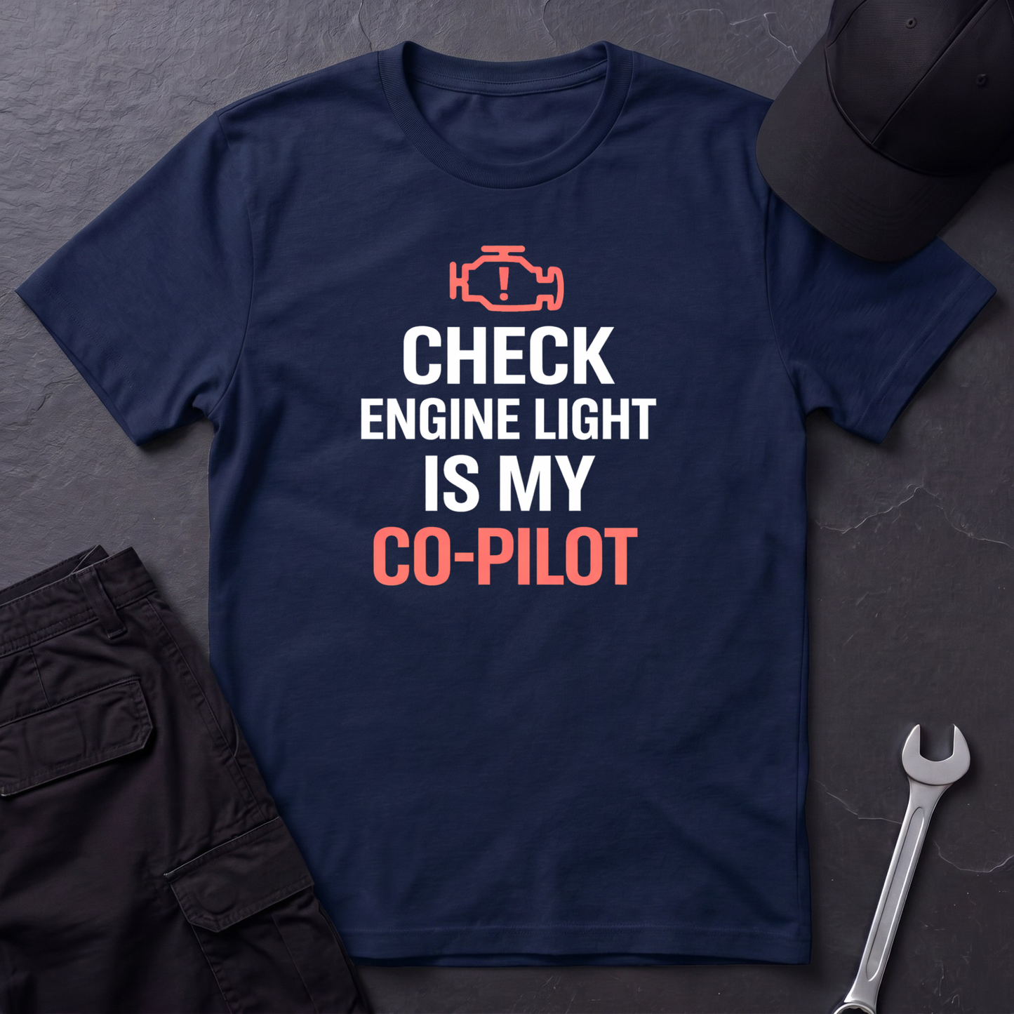 Check Engine Light Is My Co-Pilot red T-Shirt