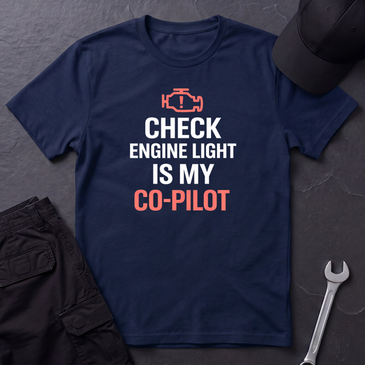 Check Engine Light Is My Co-Pilot red T-Shirt