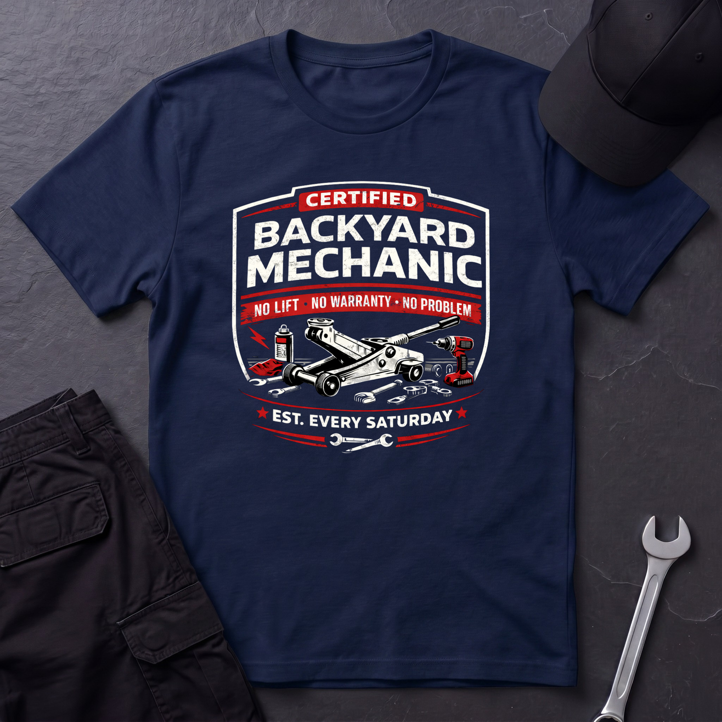 Backyard Mechanic Badge T-Shirt