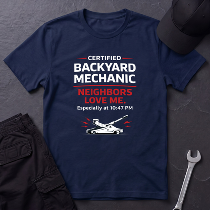 Backyard Mechanic white print T-Shirt