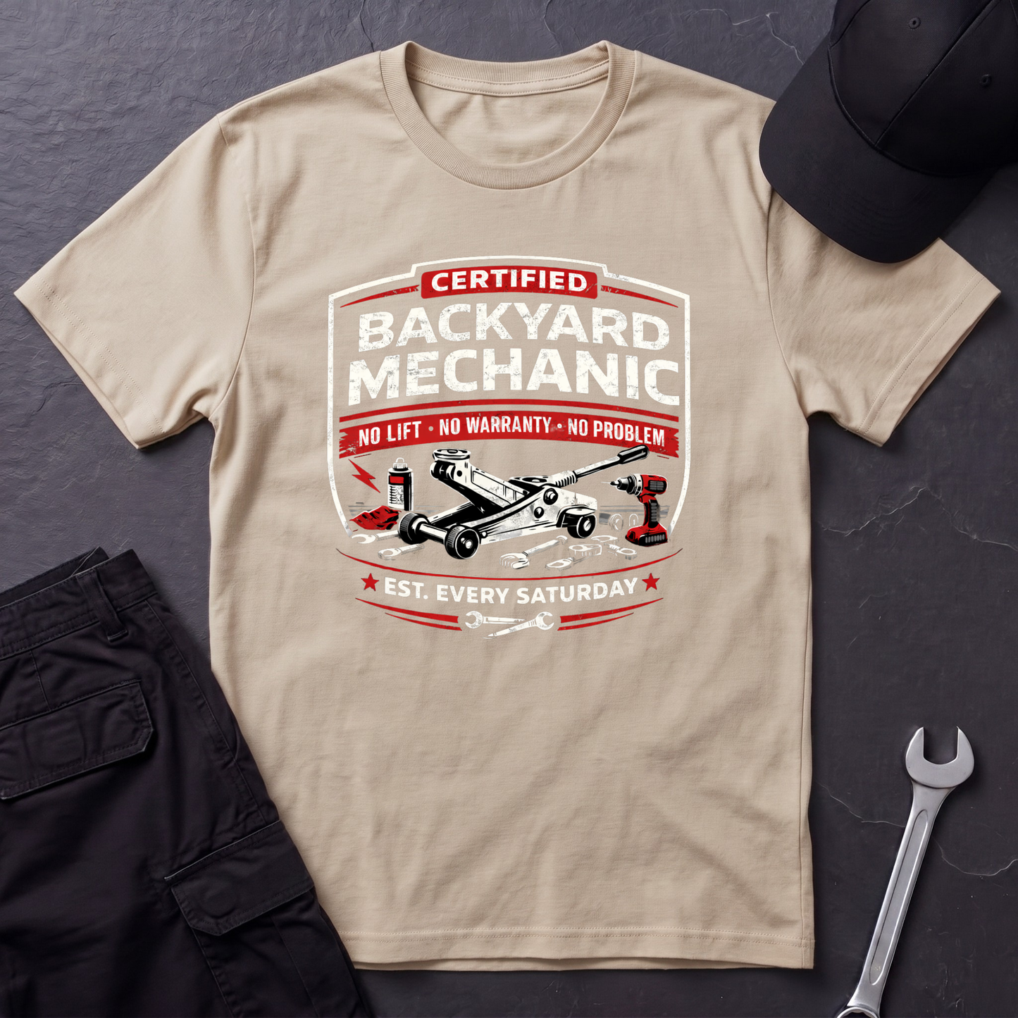 Backyard Mechanic Badge T-Shirt