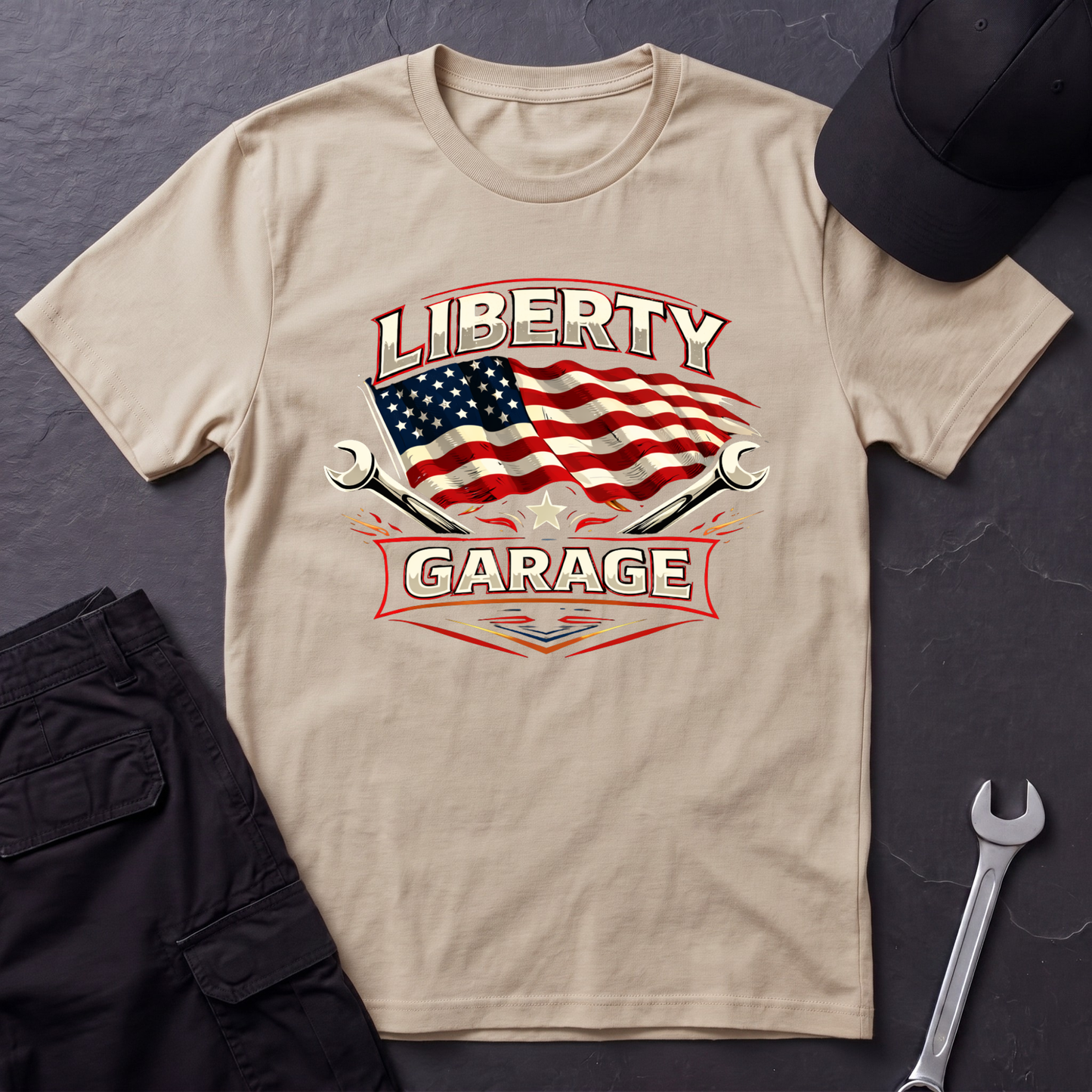 Liberty Garage Flag  T-Shirt
