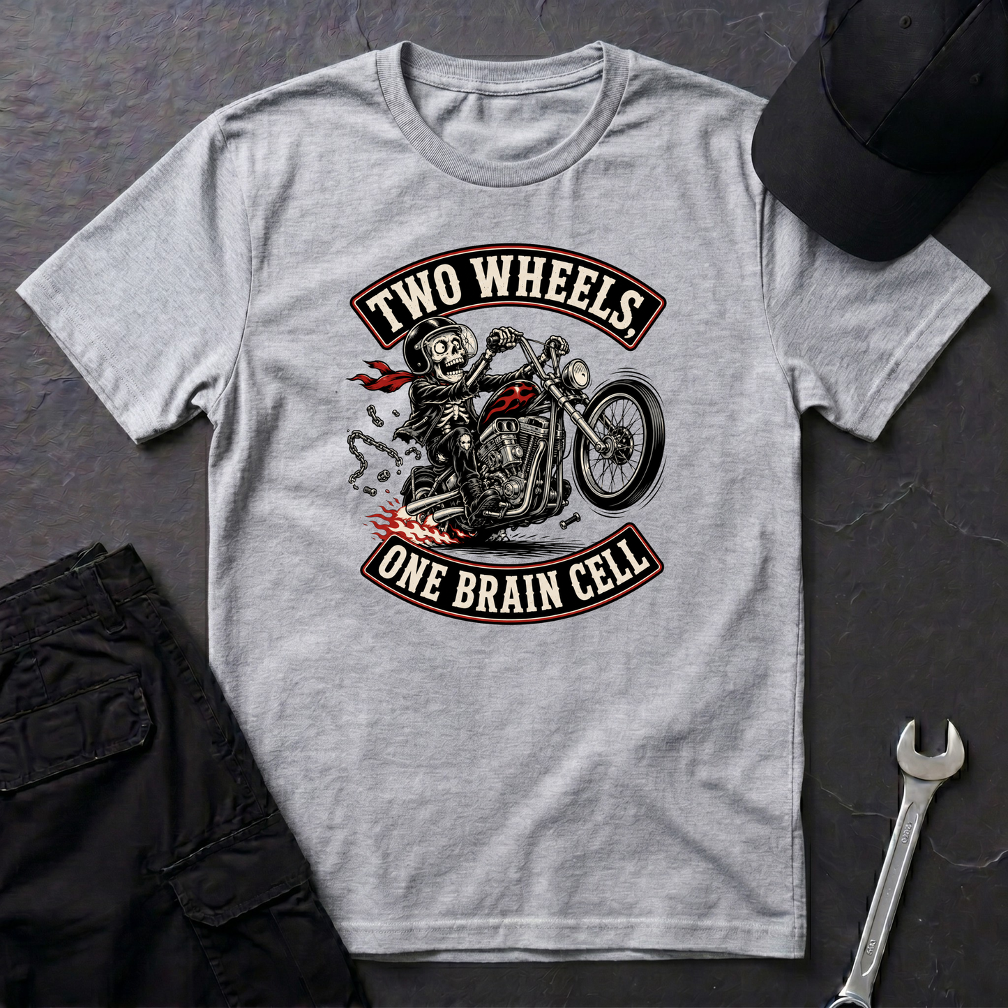 Two Wheels One Brain Cell   T-Shirt