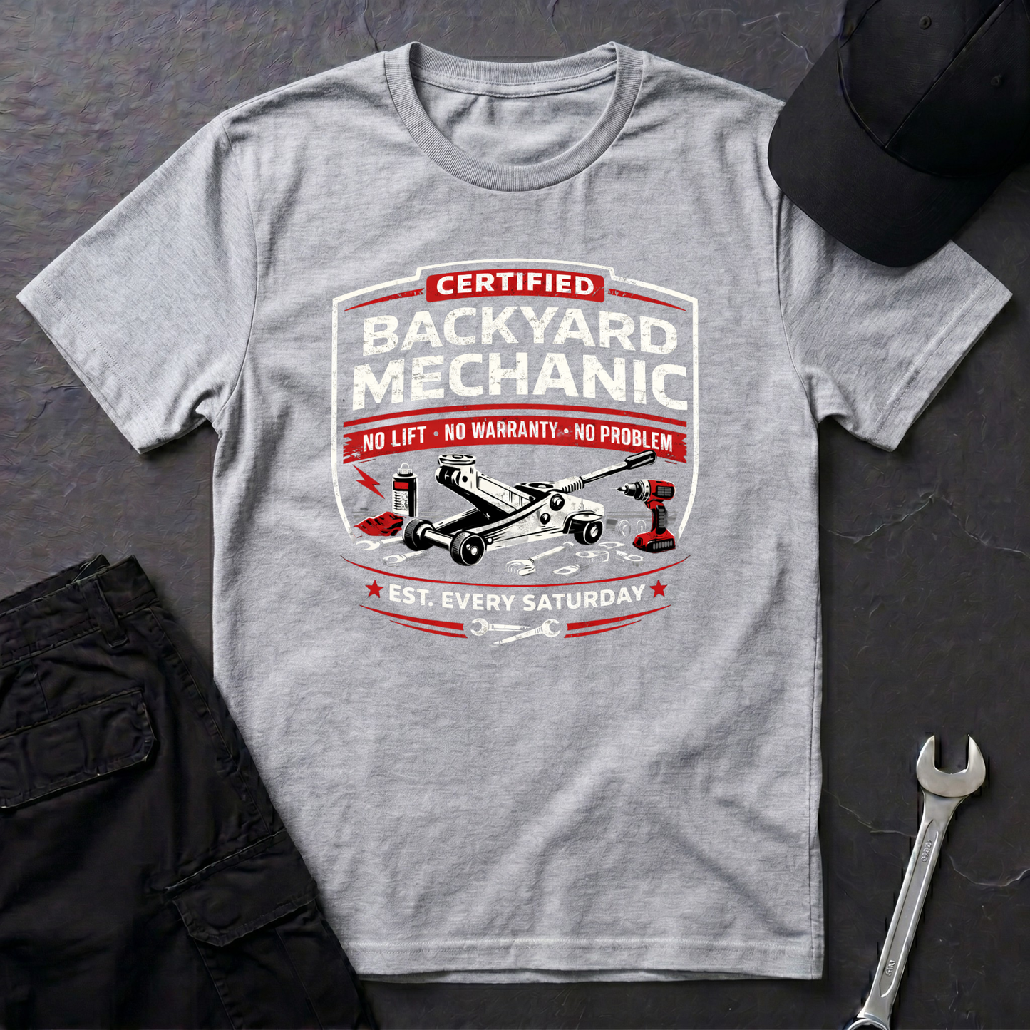 Backyard Mechanic Badge T-Shirt