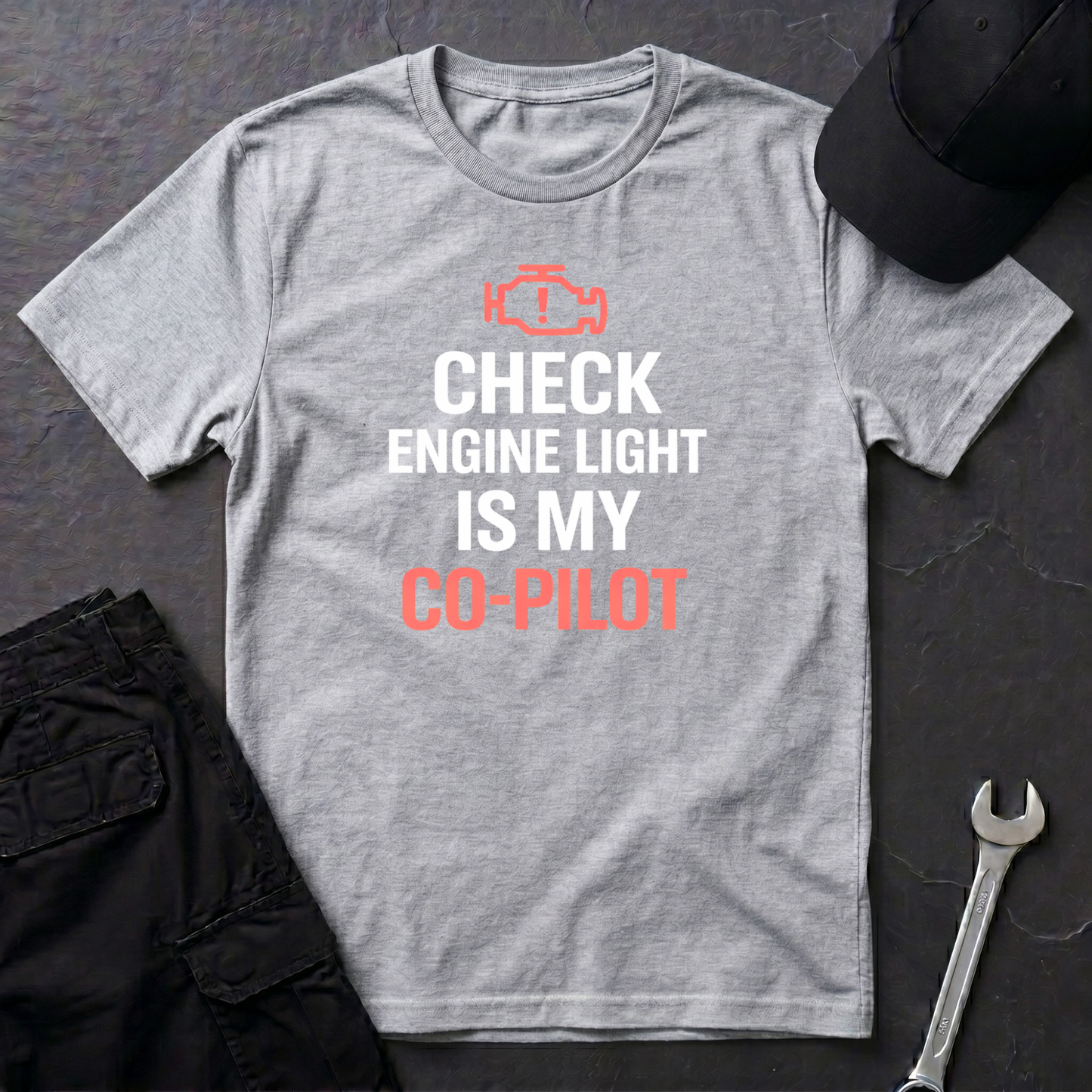 Check Engine Light Is My Co-Pilot red T-Shirt
