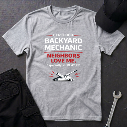 Backyard Mechanic white print T-Shirt